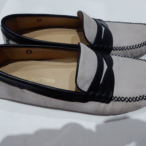 Sergio Rossi Gray Suede & Black Leather Drivers in UK 6 / US 7 / EU 39 - Picture 2 of 7